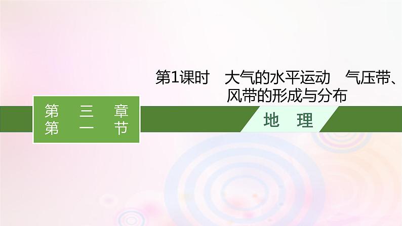 新教材适用2023_2024学年高中地理第3章大气的运动第1节气压带风带的形成与移动第1课时大气的水平运动气压带风带的形成与分布课件湘教版选择性必修1第1页