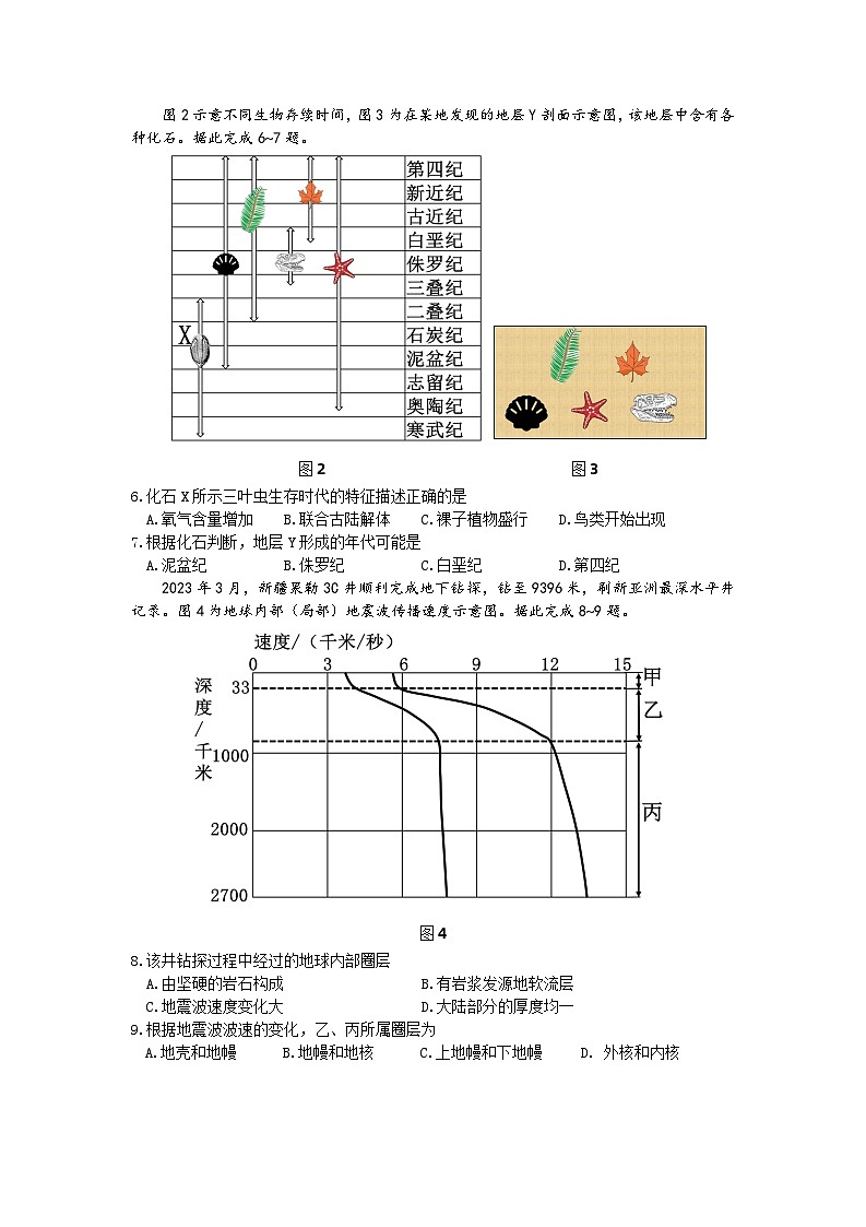 南京市2023-2024高一上学期期末地理试卷及答案第2页