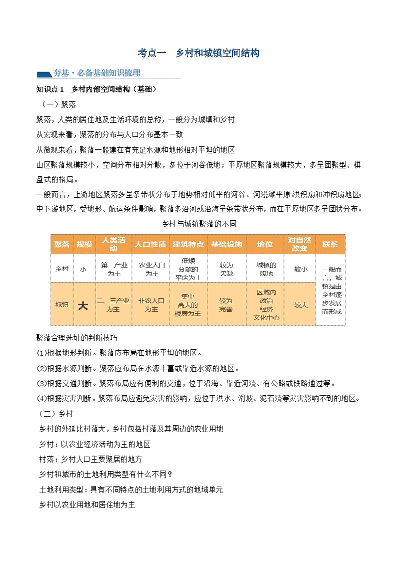 第22讲 城乡空间结构和景观（讲义）- 备战2024年高考地理一轮复习精品课件+讲义+练习（新教材新高考）02