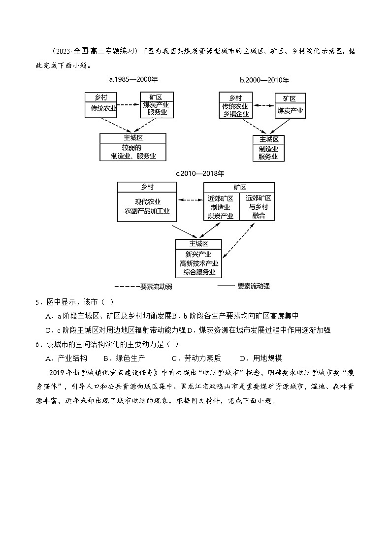 第33讲 资源枯竭型城市的转型发展（练习）-备战2024年高考地理一轮复习精品课件+讲义+练习（新教材新高考）02