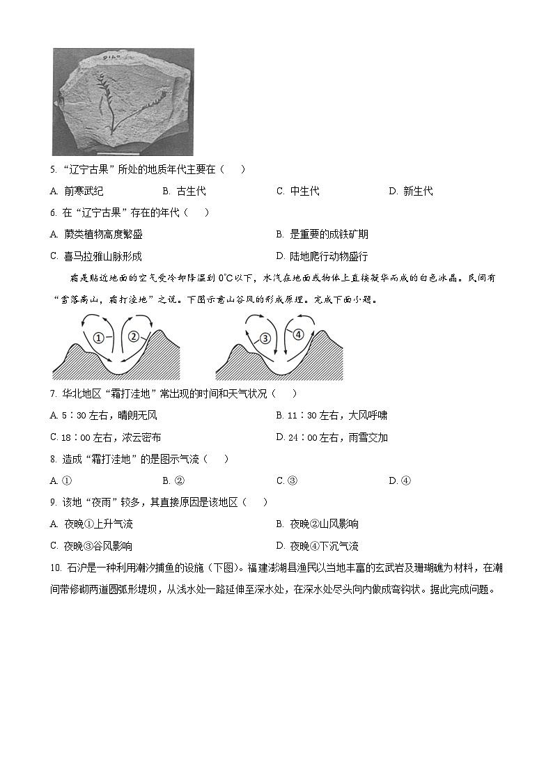 2024通化梅河口五中高一上学期1月期末考试地理含解析第2页