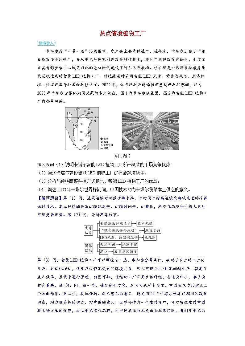 备考2024届高考地理一轮复习强化训练第二部分人文地理第三章产业区位因素第1讲农业区位因素及其变化热点情境植物工厂01