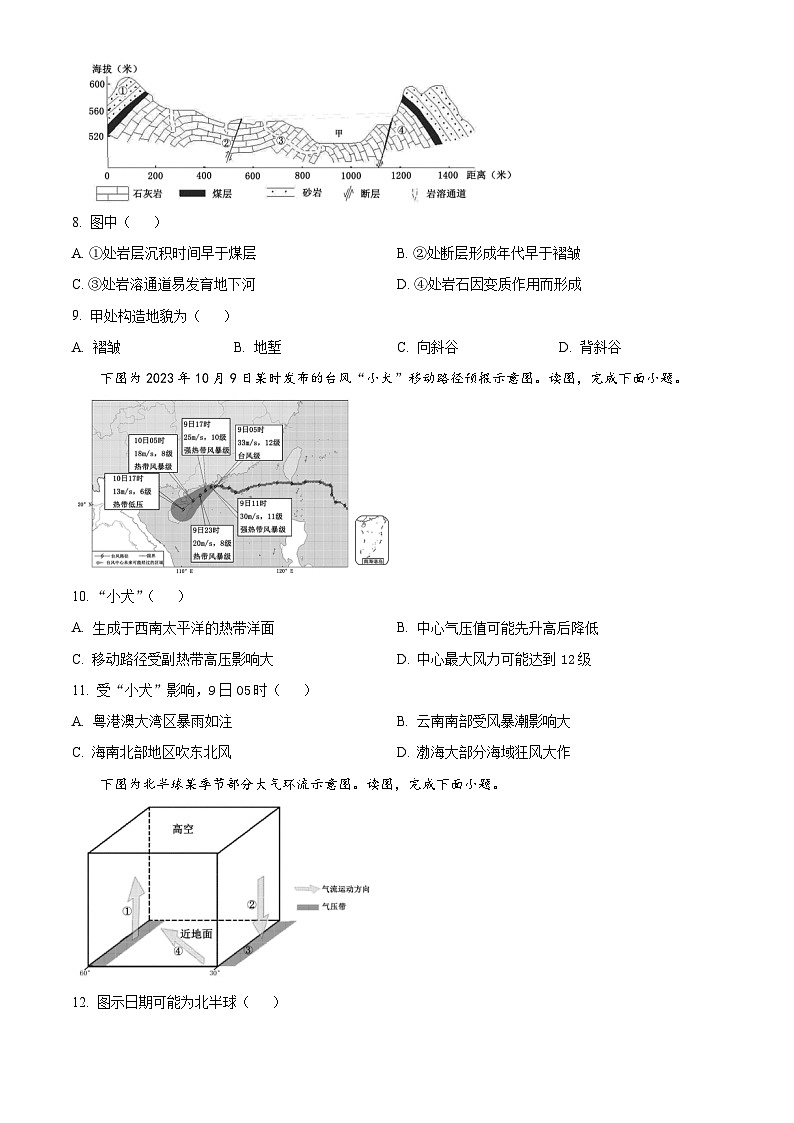 2024北京昌平区高二上学期期末质量抽测试题地理含解析03