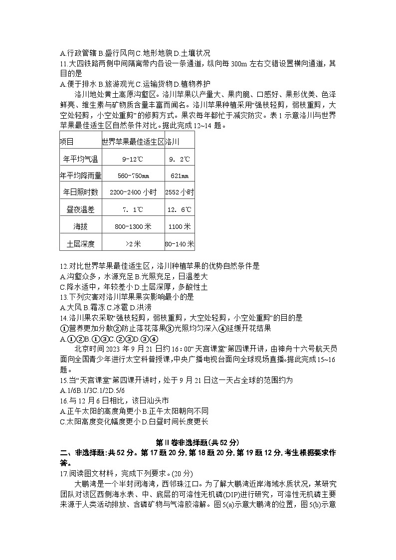 2023-2024学年广东省汕头市高三上学期12月期中地理试题03