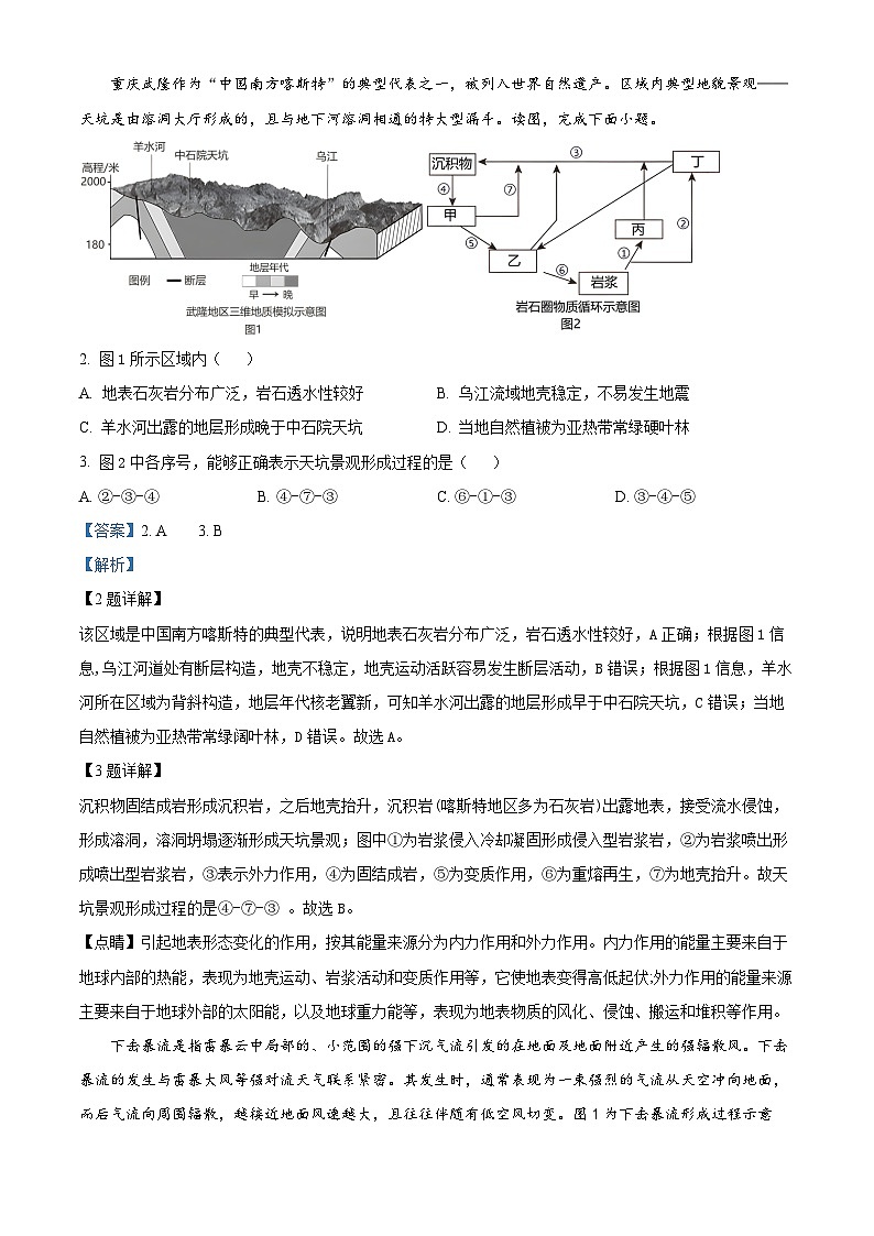 15，天津市五所重点校2023-2024学年高三上学期期末质量联合测试地理试题第2页