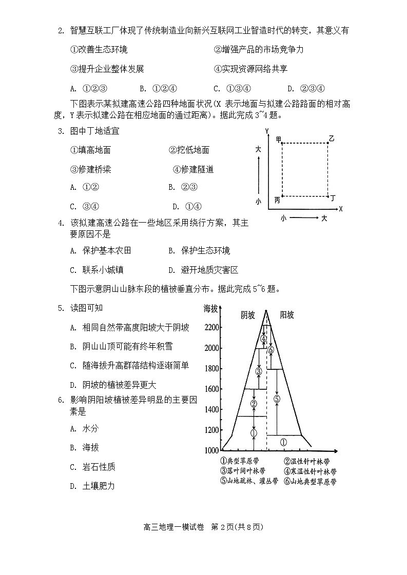 湖南省岳阳市2023-2024学年高三地理上学期教学质量监测（一）（一模）（Word版附答案）02