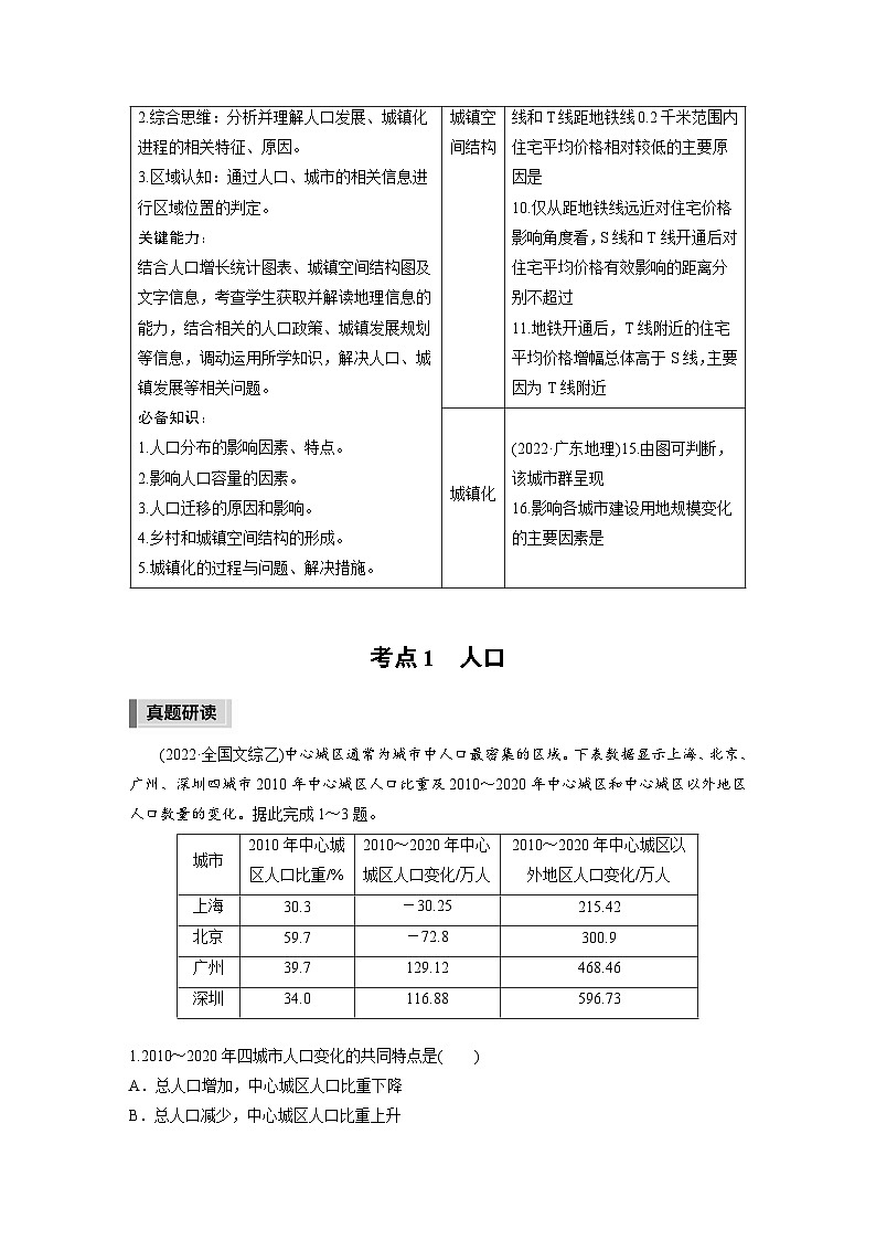 新高考版高考地理二轮复习（新高考版） 第1部分 专题突破 专题7 考点1　人口02