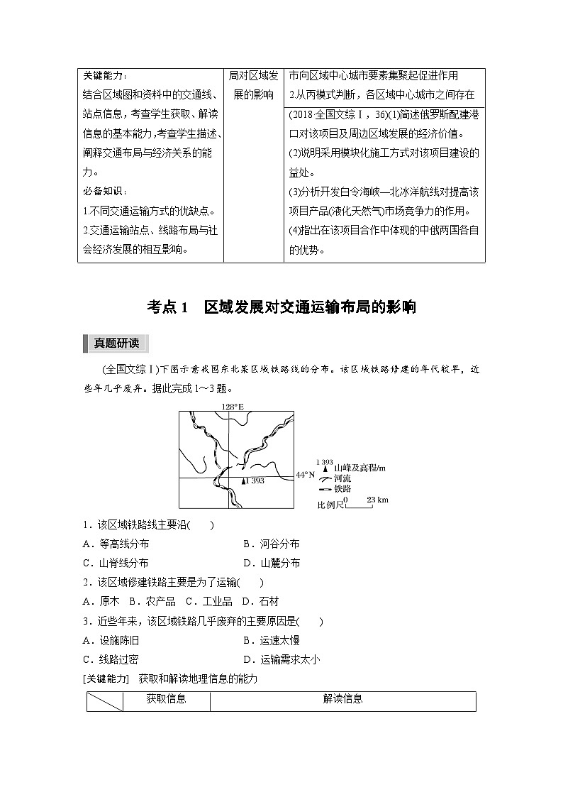 新高考版高考地理二轮复习（新高考版） 第1部分 专题突破 专题9 考点1　区域发展对交通运输布局的影响02