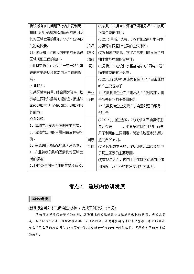 新高考版高考地理二轮复习（新高考版） 第1部分 专题突破 专题12 考点1　流域内协调发展02