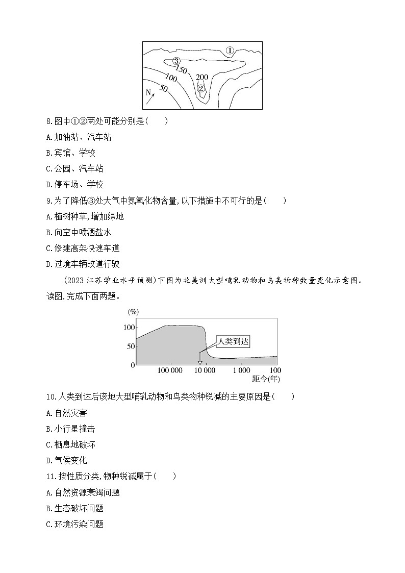 2024人教版高中地理必修第二册同步练习题--第一节　人类面临的主要环境问题（含解析）03