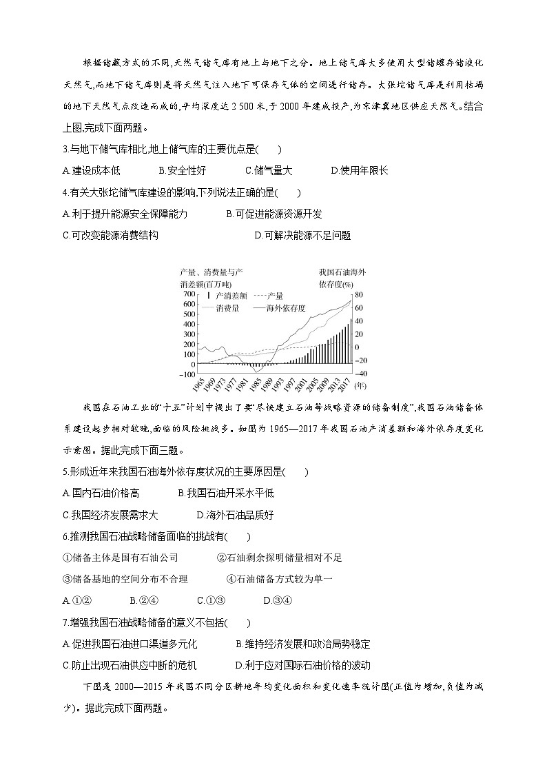 2024人教版高中地理选择性必修3同步练习题--第二章　资源安全与国家安全（含解析）02