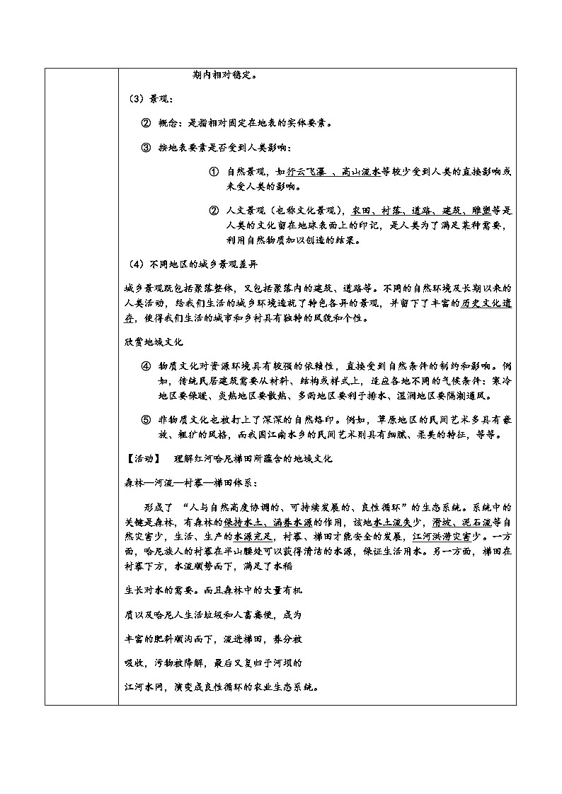 人教版（2019）高中地理 必修二 同步教案（表格式）2.3 地域文化与城乡景观（教学设计）第2页