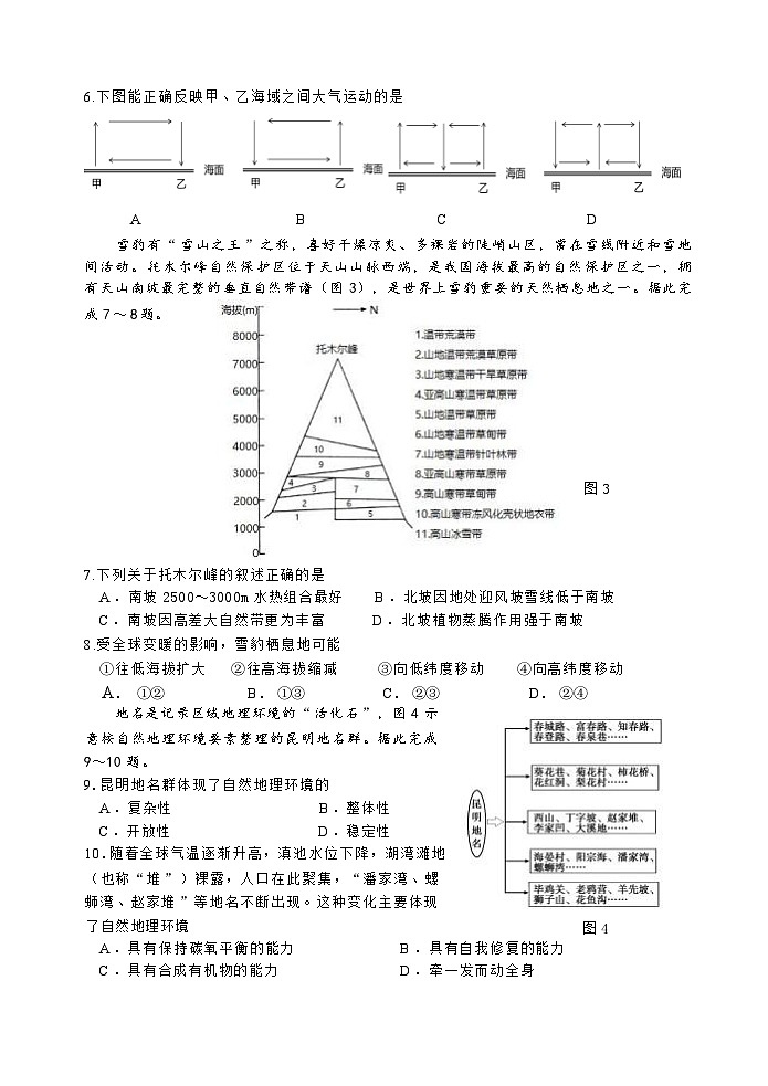 山东省威海市2023-2024学年高二上学期期末考试地理试题02