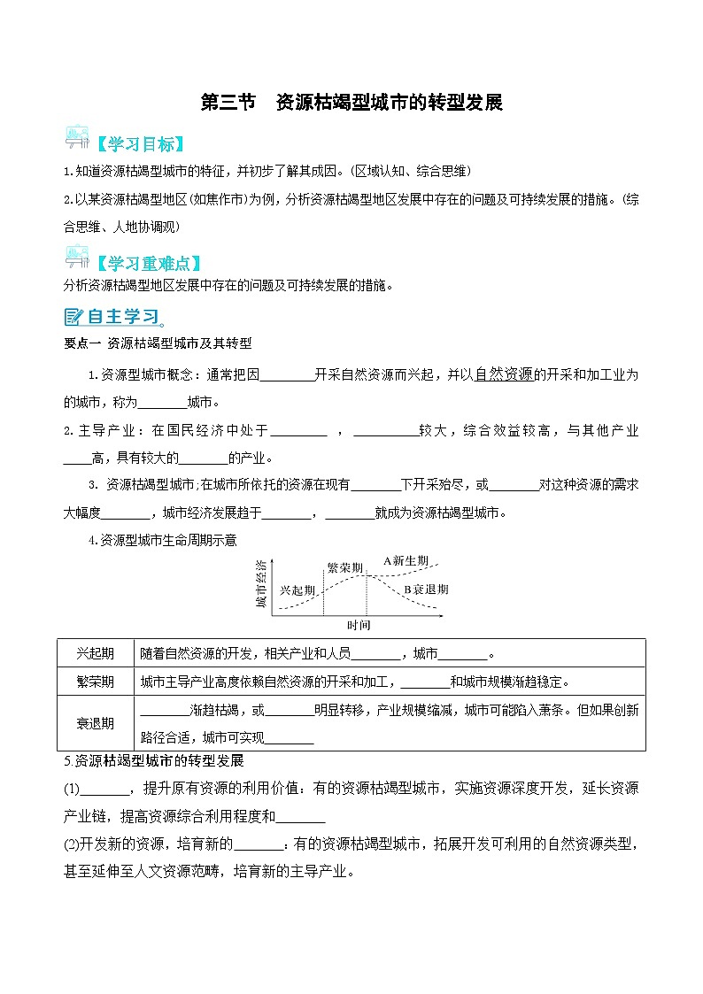 【人教版地理】选择性必修二  2.3 资源枯竭型城市的转型发展（课件+教案+学案+分层练习）01