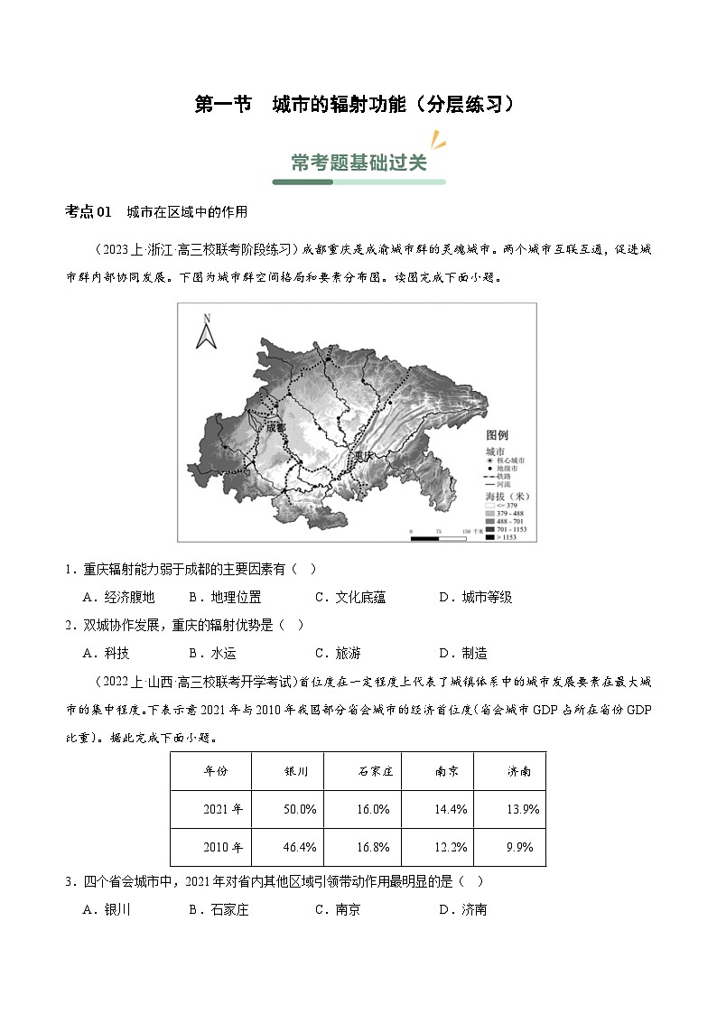 【人教版地理】选择性必修二  3.1 城市的辐射功能（课件+教案+学案+分层练习）01