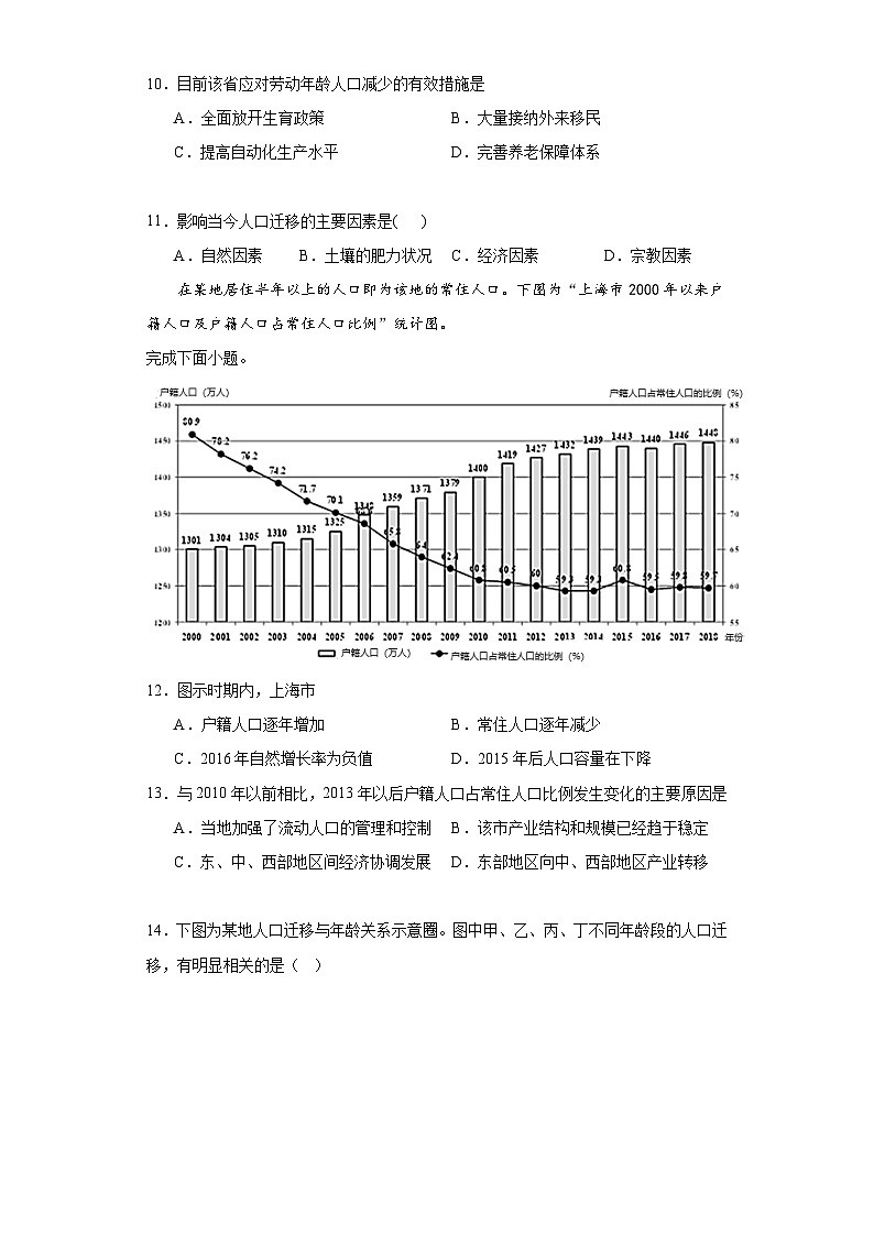 1.2人口迁移同步练习 人教版高中地理必修第二册第3页