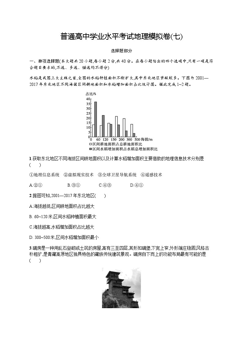 普通高中学业水平考试地理模拟卷7含答案01