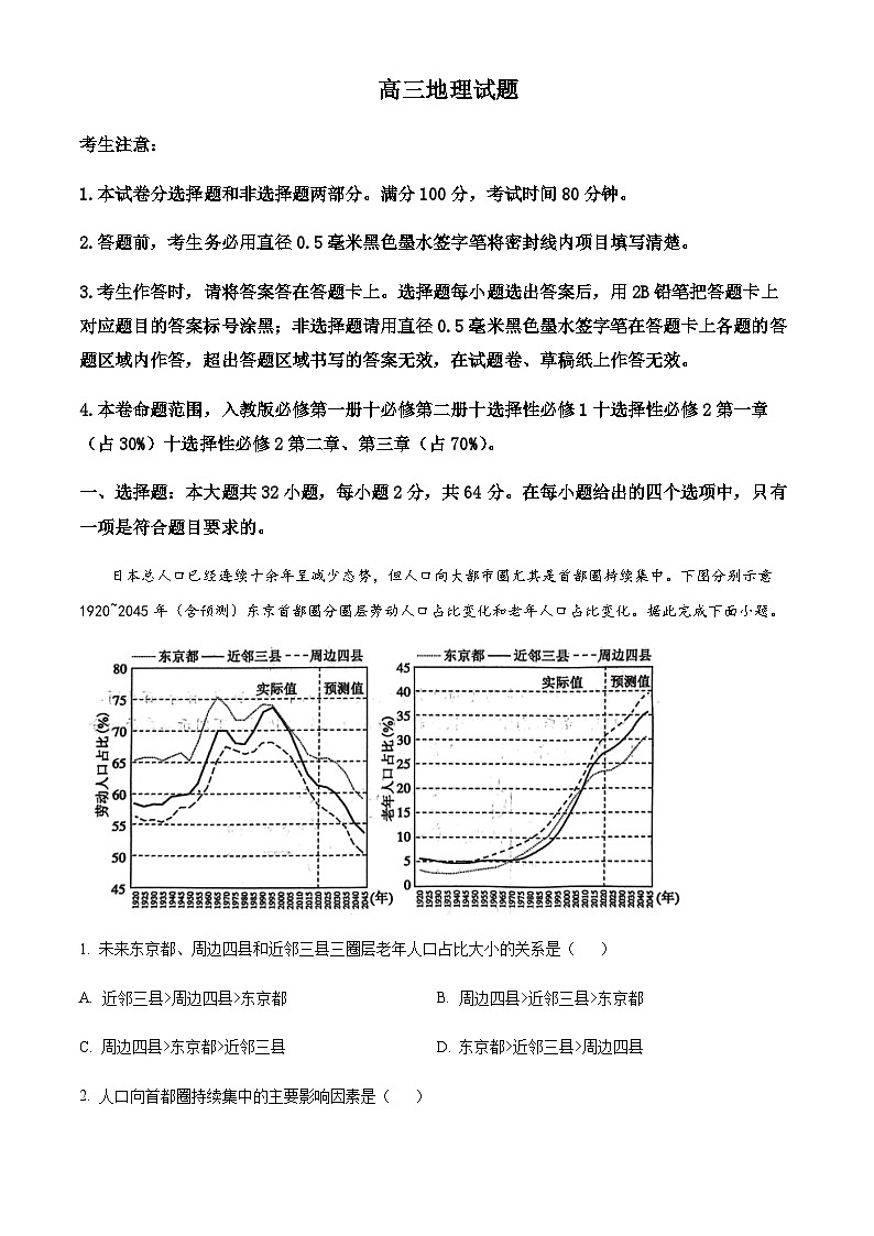 2023-2024学年山东省鄄城县第一中学高三上学期1月月考地理试题含答案第1页