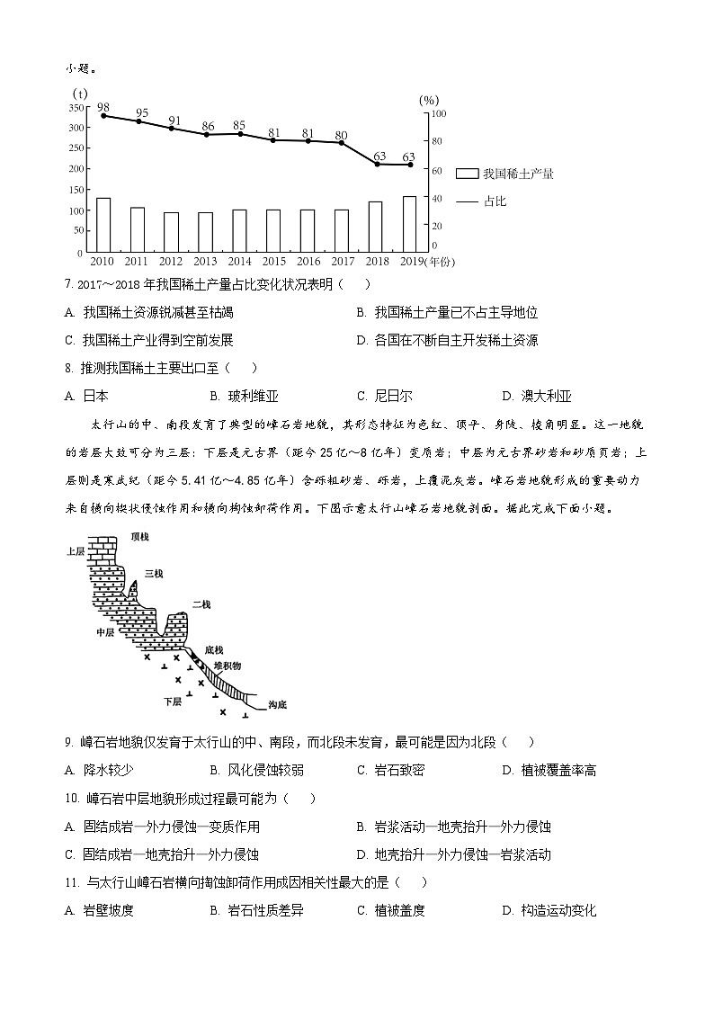 2024廊坊部分高中高三上学期期末考试地理含解析03