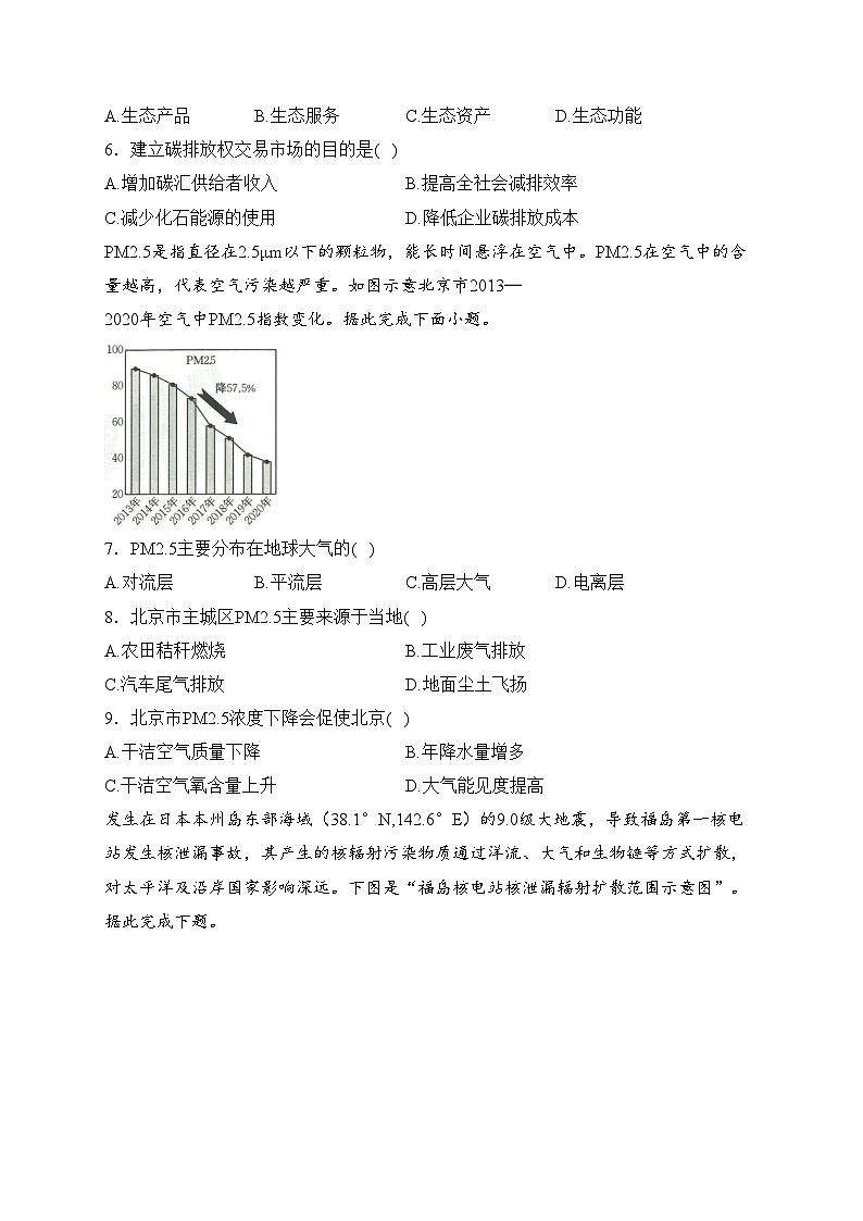 专题六 环境安全与国家安全——2024届地理二轮复习区域发展与国家安全模块训练(含答案)第2页