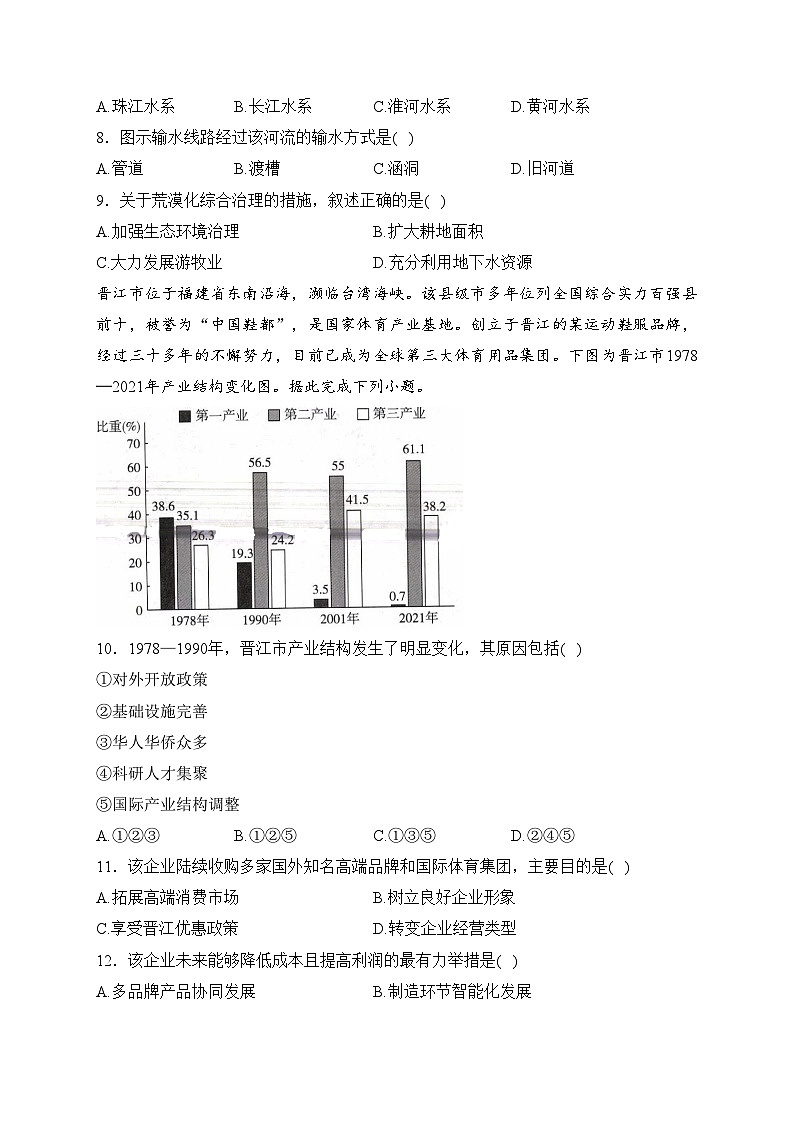 专题四 区际联系与区域协调发展——2024届地理二轮复习区域发展与国家安全模块训练(含答案)03