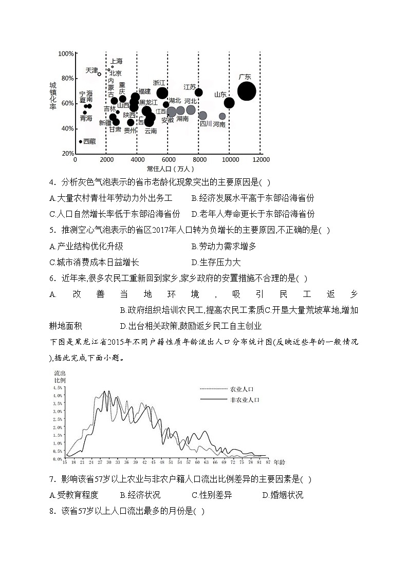 专题一 人口——2024届地理二轮复习人文地理模块训练(含答案)第2页