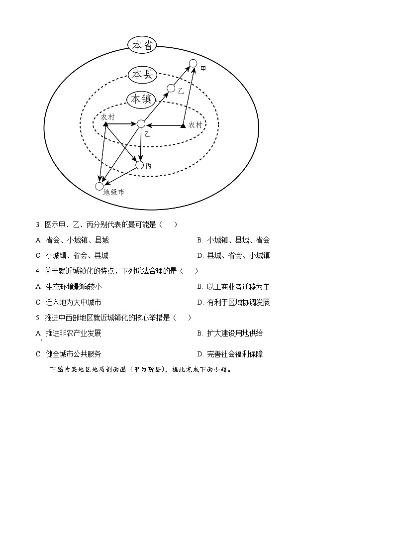 2024咸阳实验中学高三下学期适应训练（一）地理含解析02