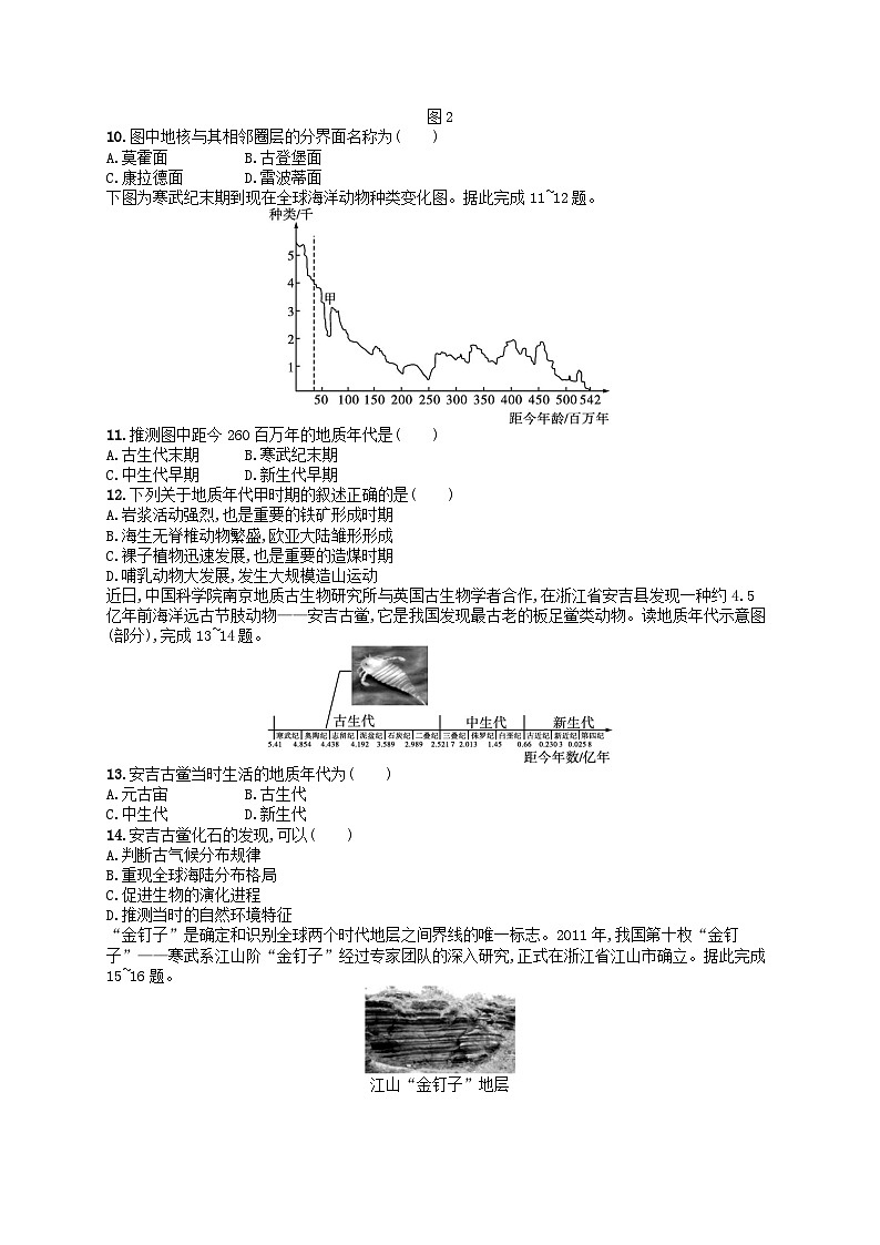 2024高考地理基础知识复习优化集训试题3地球的圈层结构和地球的演化第3页