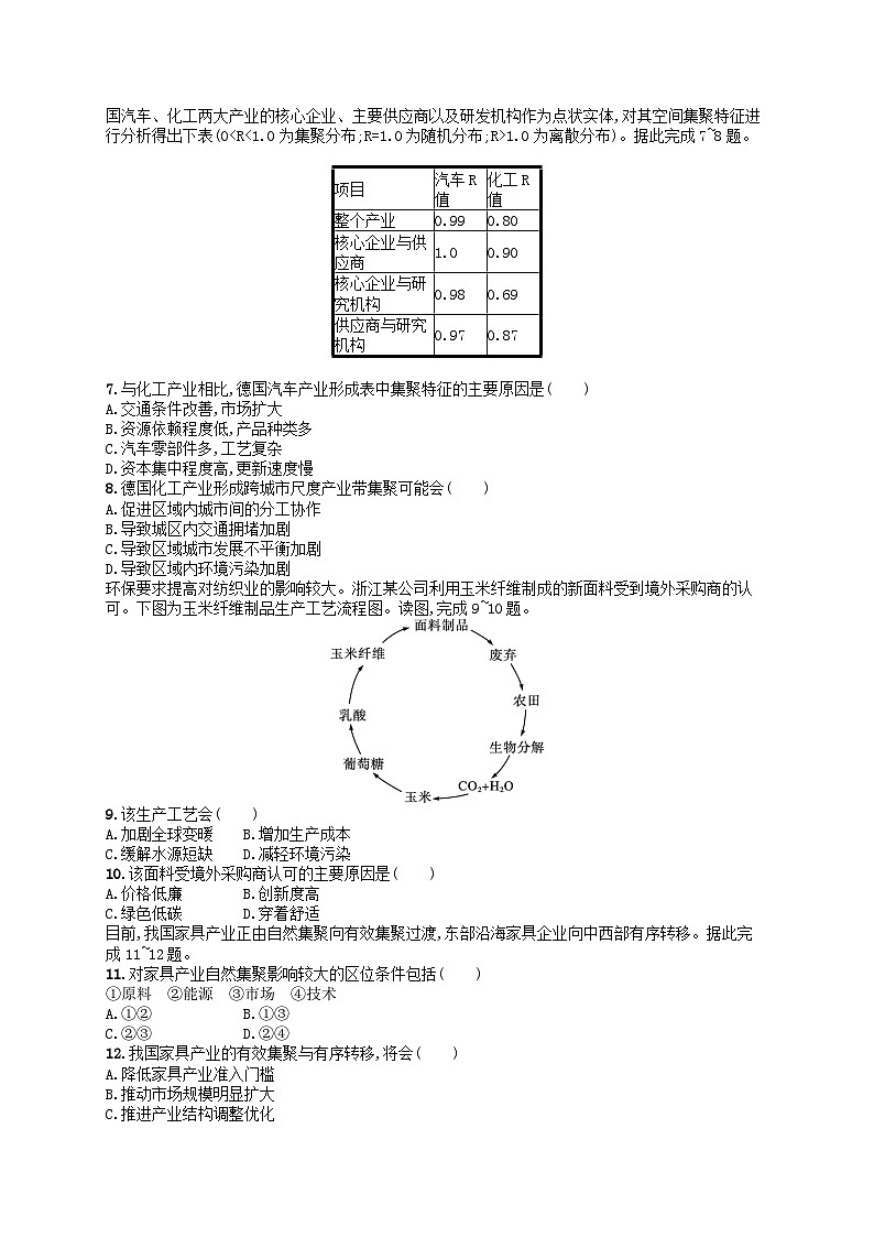 2024高考地理基础知识复习优化集训试题10产业区位选择02