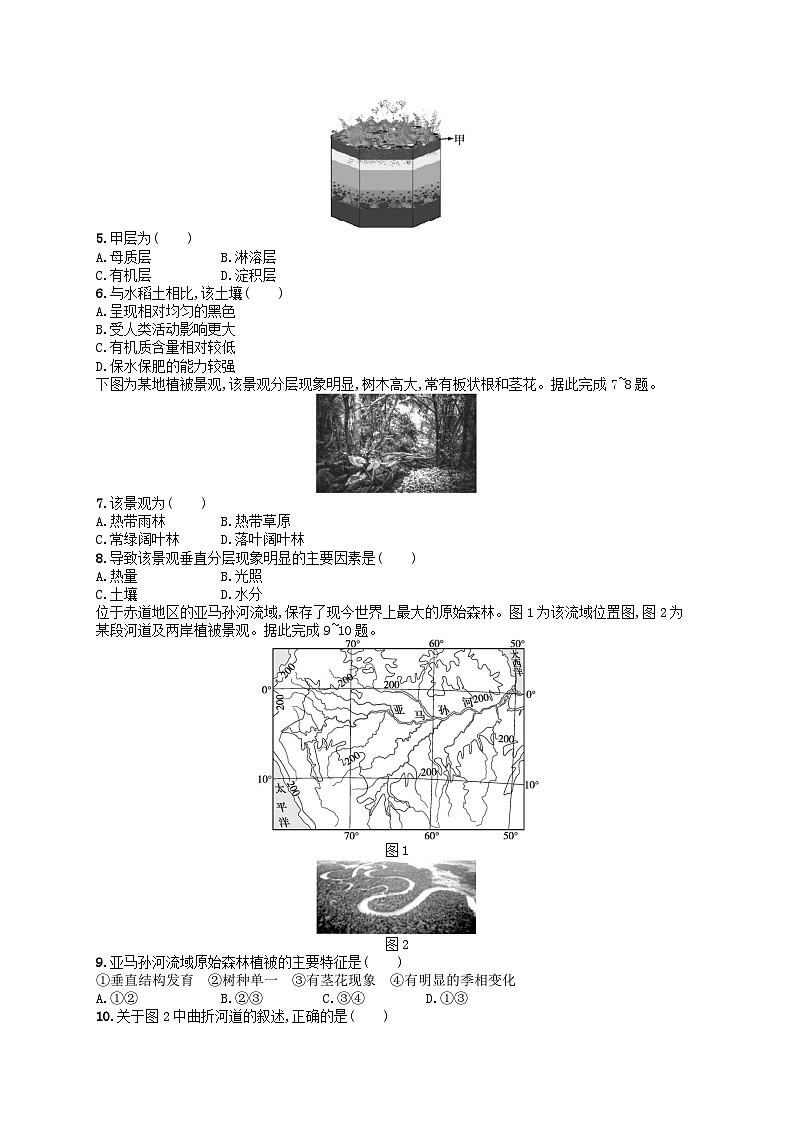 2024高考地理基础知识复习优化集训试题7地球上的植被与土壤02