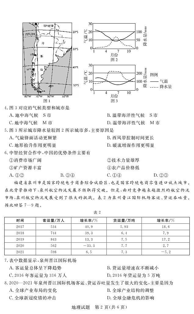 江西省红色十校2023-2024学年高三下学期2月联考地理试题02