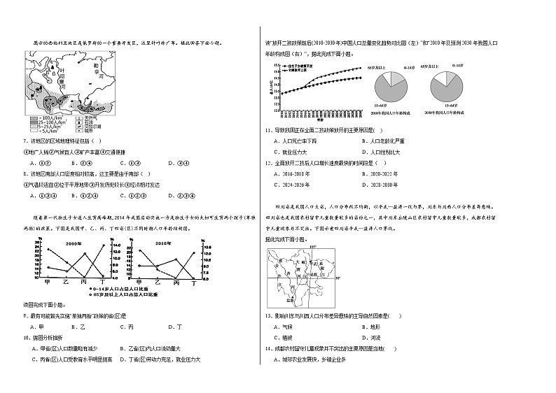 第一单元人口与环境综合复习训练02