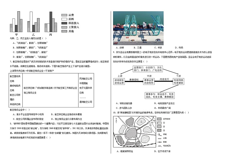 3.2工业区位因素及其变化同步练习02