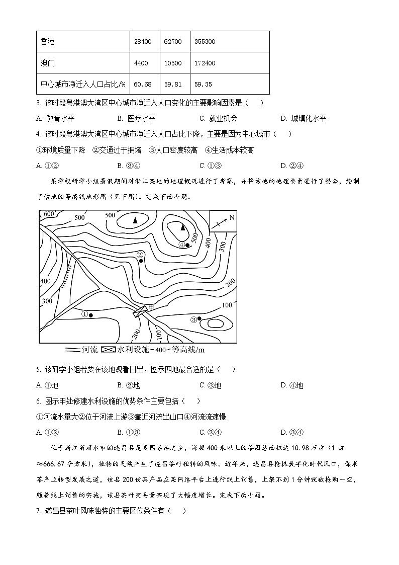 浙江省新高考教研联盟2023-2024学年高三上学期1月联考地理试题（Word版附解析）02