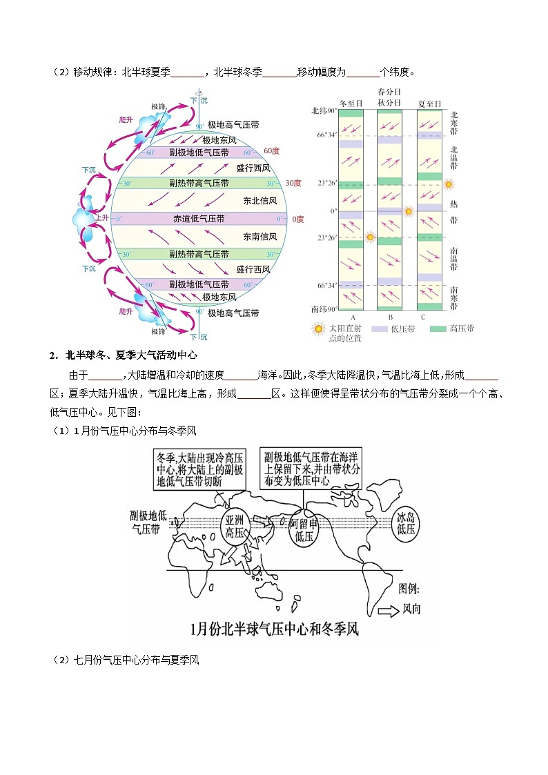 3.1气压带、风带的形成与移动（分层练习） （原卷版）第3页