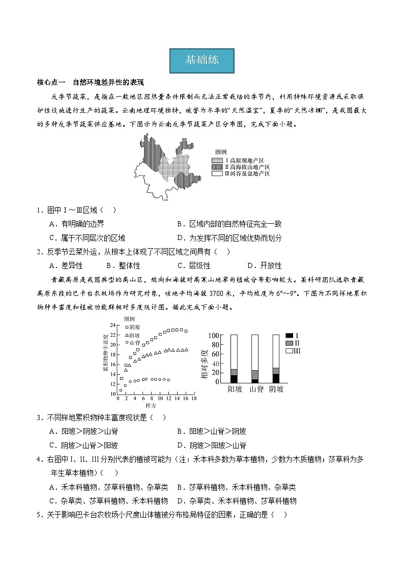 【湘教版地理】选修一  5.2 自然环境的地域差异性（分层练习）03
