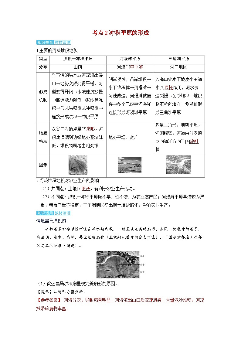 备考2024届高考地理一轮复习讲义第一部分自然地理第五章地表形态的塑造第4讲河流地貌的发育考点2冲积平原的形成第1页