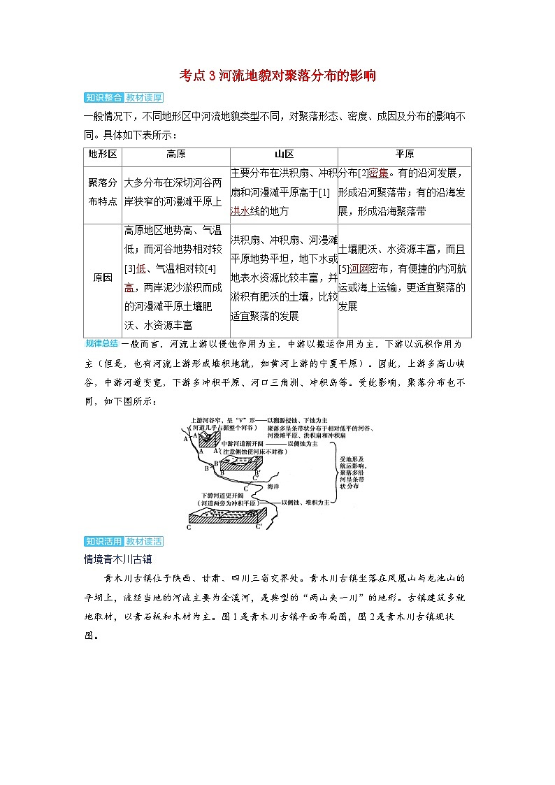 备考2024届高考地理一轮复习讲义第一部分自然地理第五章地表形态的塑造第4讲河流地貌的发育考点3河流地貌对聚落分布的影响第1页
