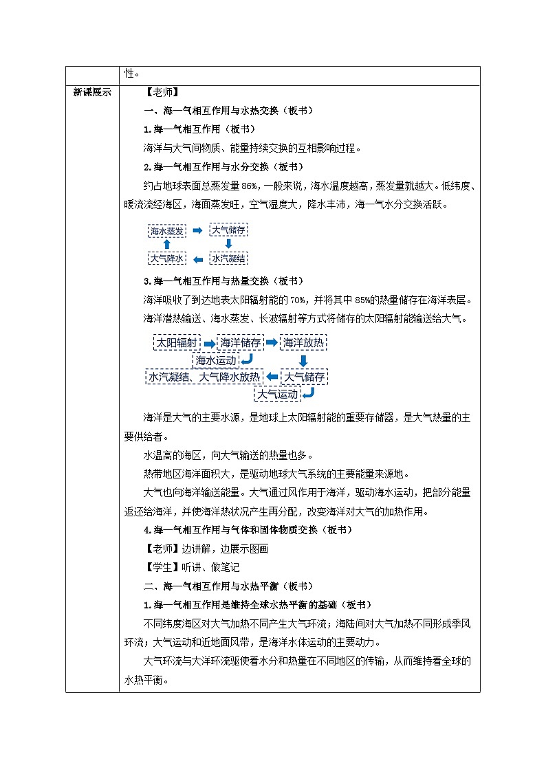2024春新教材高中地理4.3海_气相互作用教学设计（湘教版选择性必修1）02