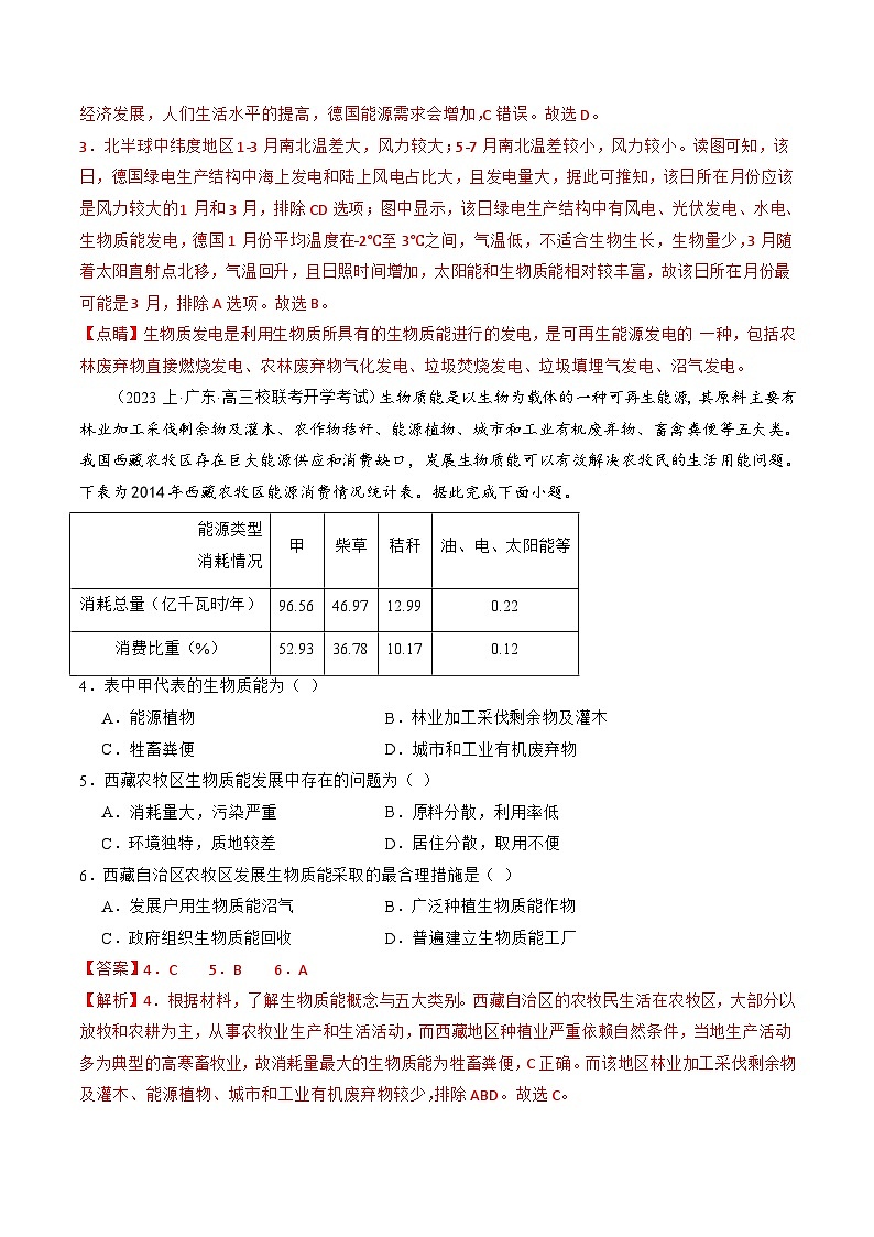 （新高考）高考地理二轮复习专题12 微专题   新能源开发利用（练习）（教师版）第2页