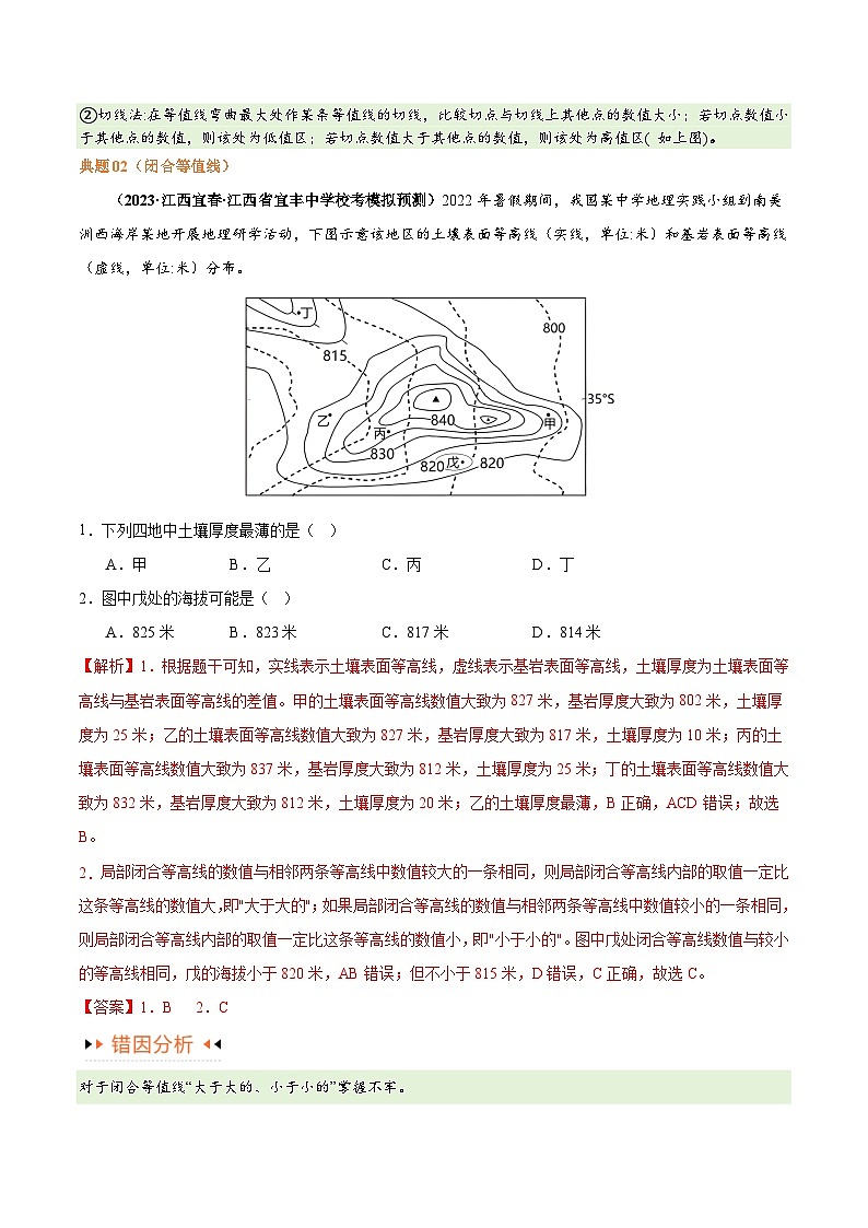专题01 等高线提分突破（5大易错）-备战2024年高考地理考试易错题（全国通用）03