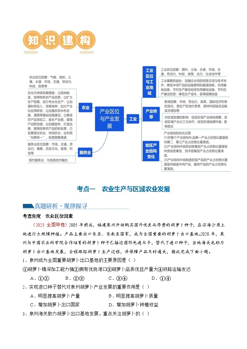 专题09  产业区位与产业发展（讲义）-2024年高考地理二轮复习（新教材新高考）03