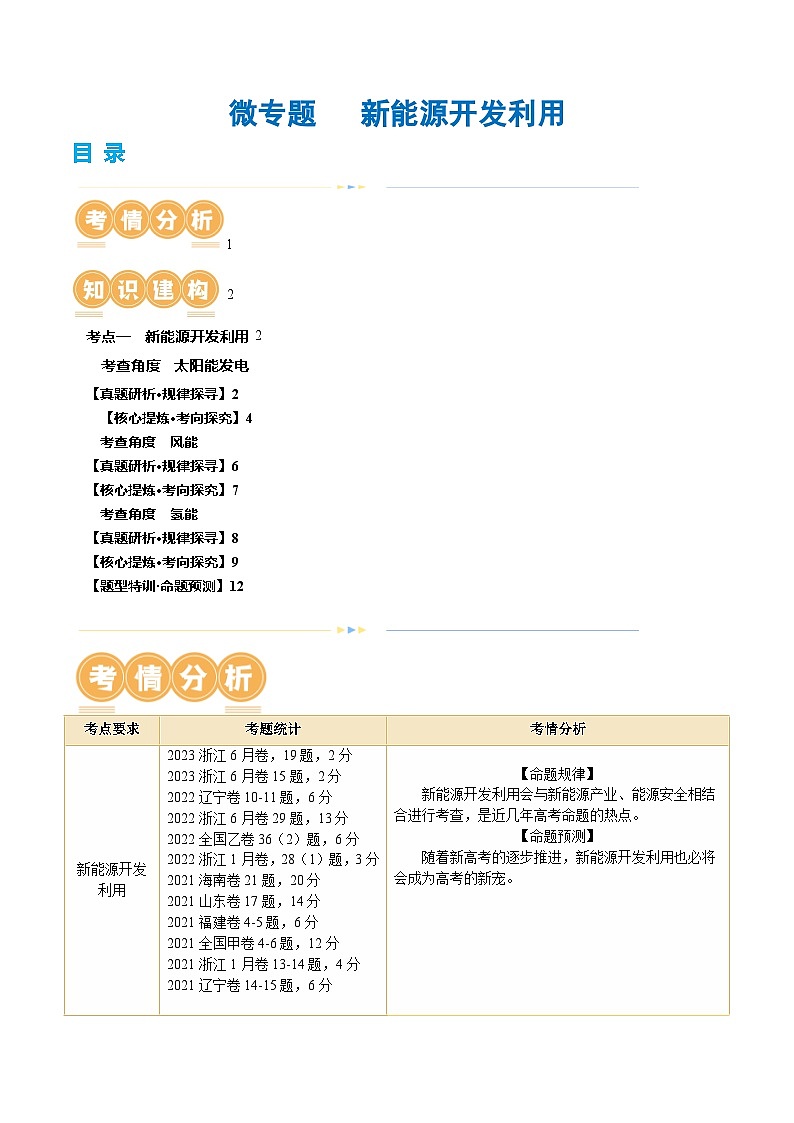 专题12 微专题   新能源开发利用（讲义）（解析版）第1页
