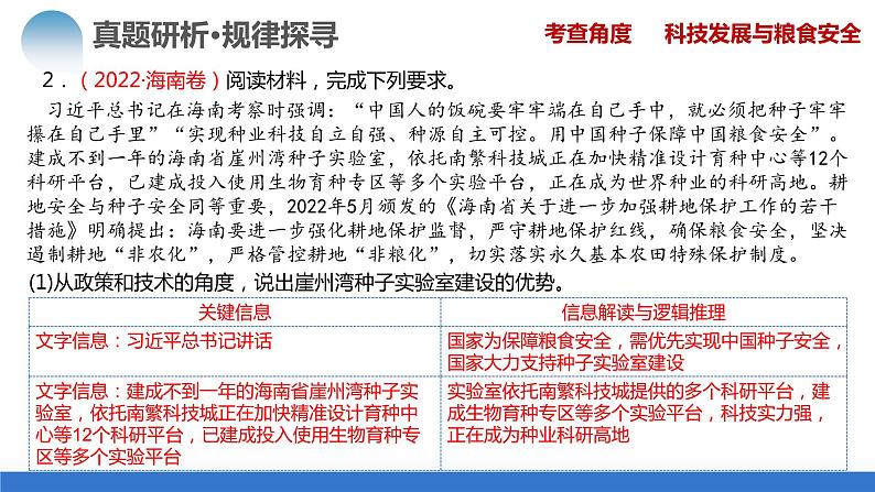 专题12 微专题 科技发展与粮食安全、填海造陆与围湖造田（课件）-2024年高考地理二轮复习（新教材新高考）第8页