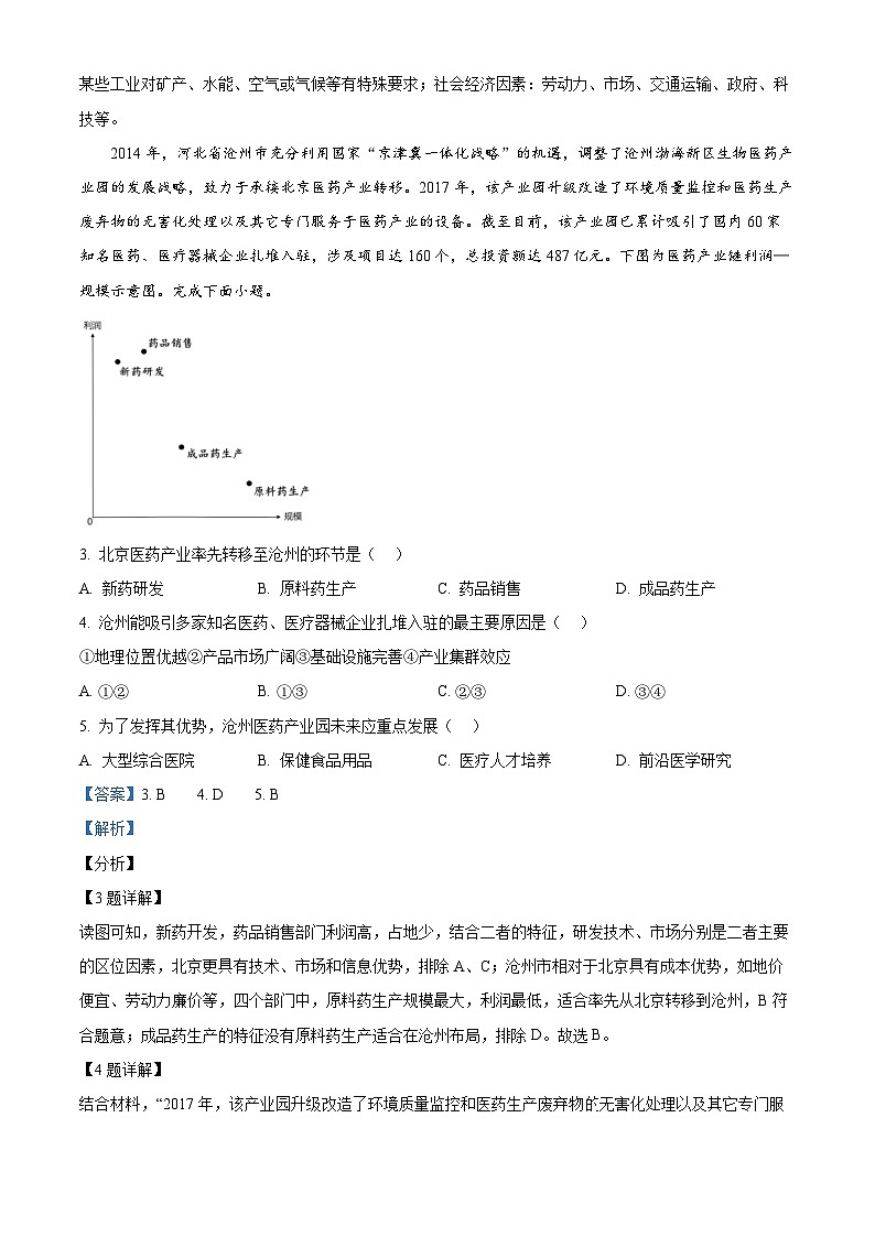 2024重庆市育才中学、西南大学附中、万州中学拔尖强基联盟高三下学期2月联合考试地理试题含解析02