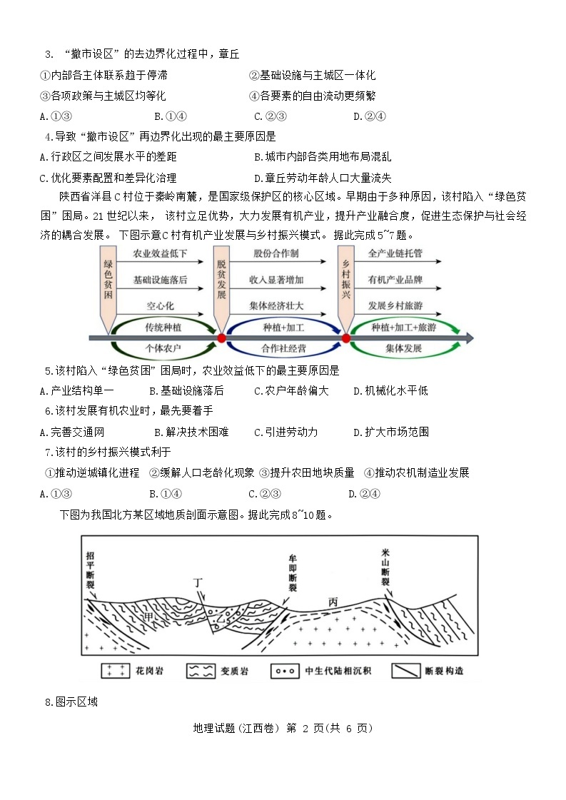 2024江西省名校教研联盟高三下学期2月开学考试地理含解析02