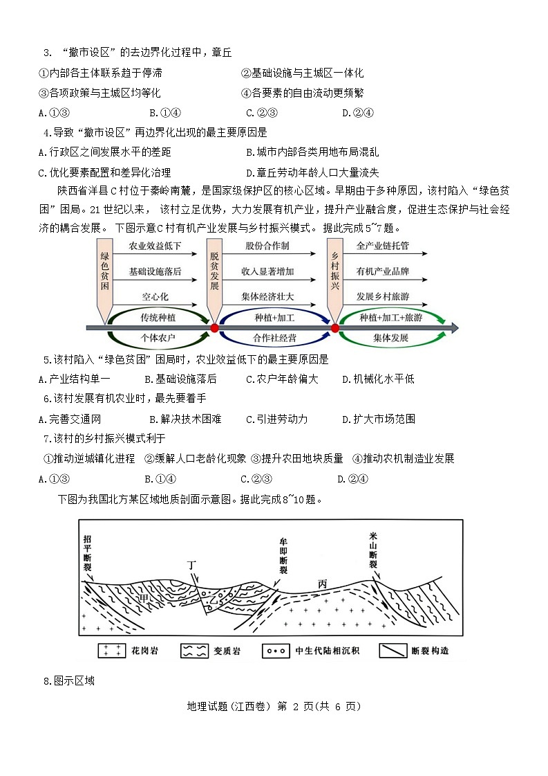 2024江西省名校教研联盟高三下学期2月开学考试地理含解析02