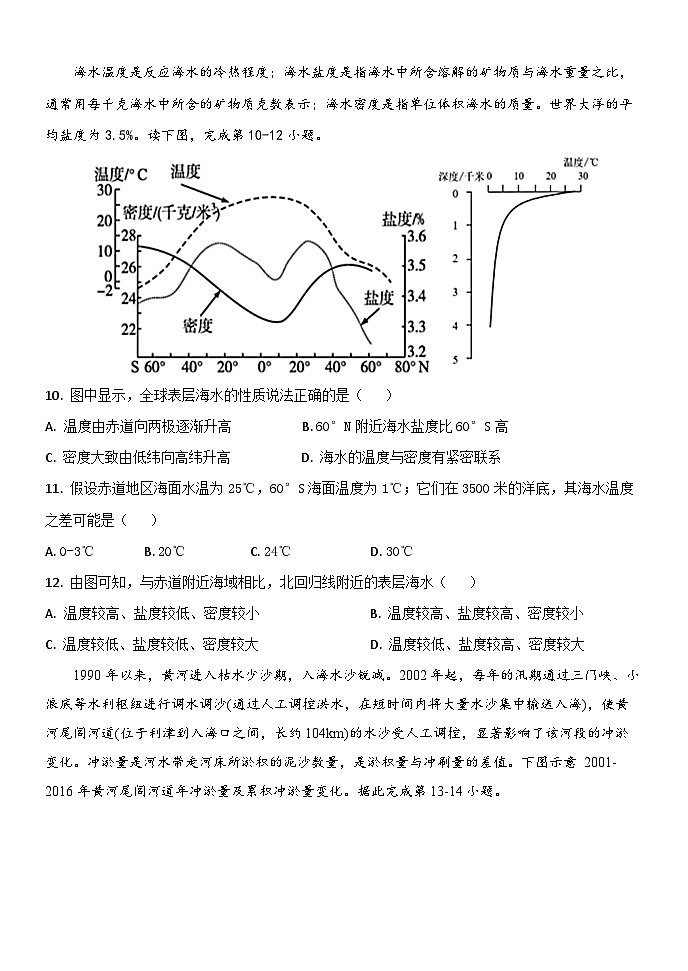 内蒙古自治区鄂尔多斯市达拉特旗第一中学2023-2024学年高一下学期开学地理试题03