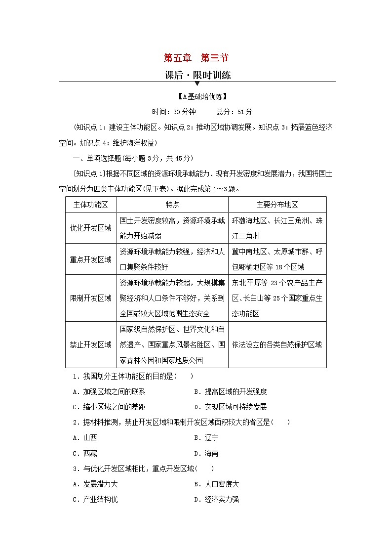 2024春高中地理第5章环境与发展第3节中国国家发展战略举例课后限时训练新人教版必修第二册第1页