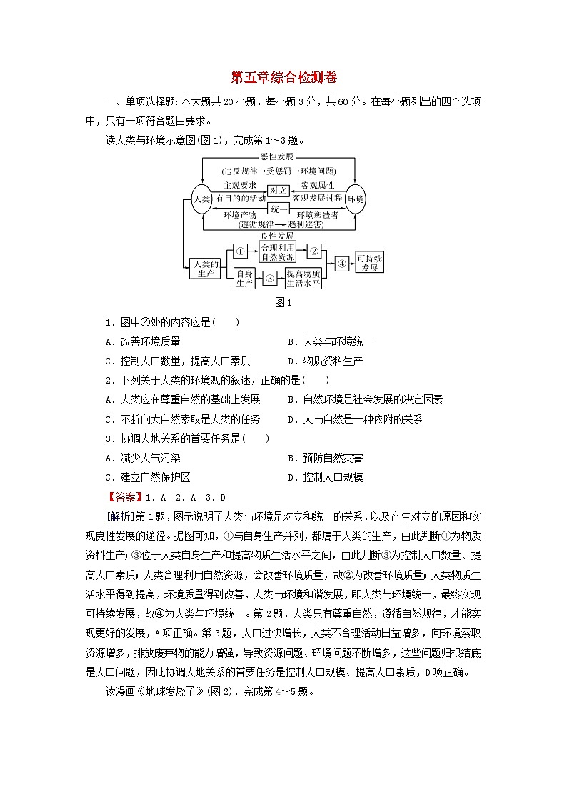 2024春高中地理第5章人地关系与可持续发展综合检测卷湘教版必修第二册01